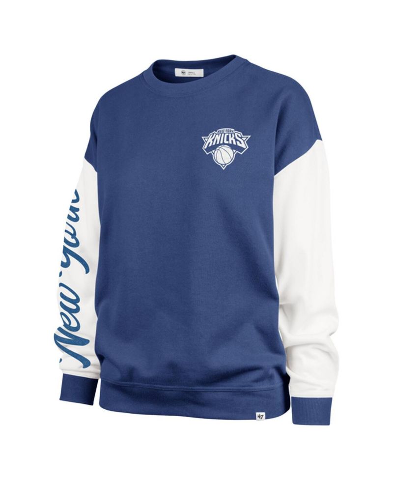 Women's Blue New York Knicks Plus Size Oversized Rise Andie Pullover Sweatshirt