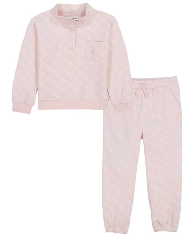Girls' 2T-6X Mock-Neck Long-Sleeve Sweatshirt and Joggers, 2-Piece Set