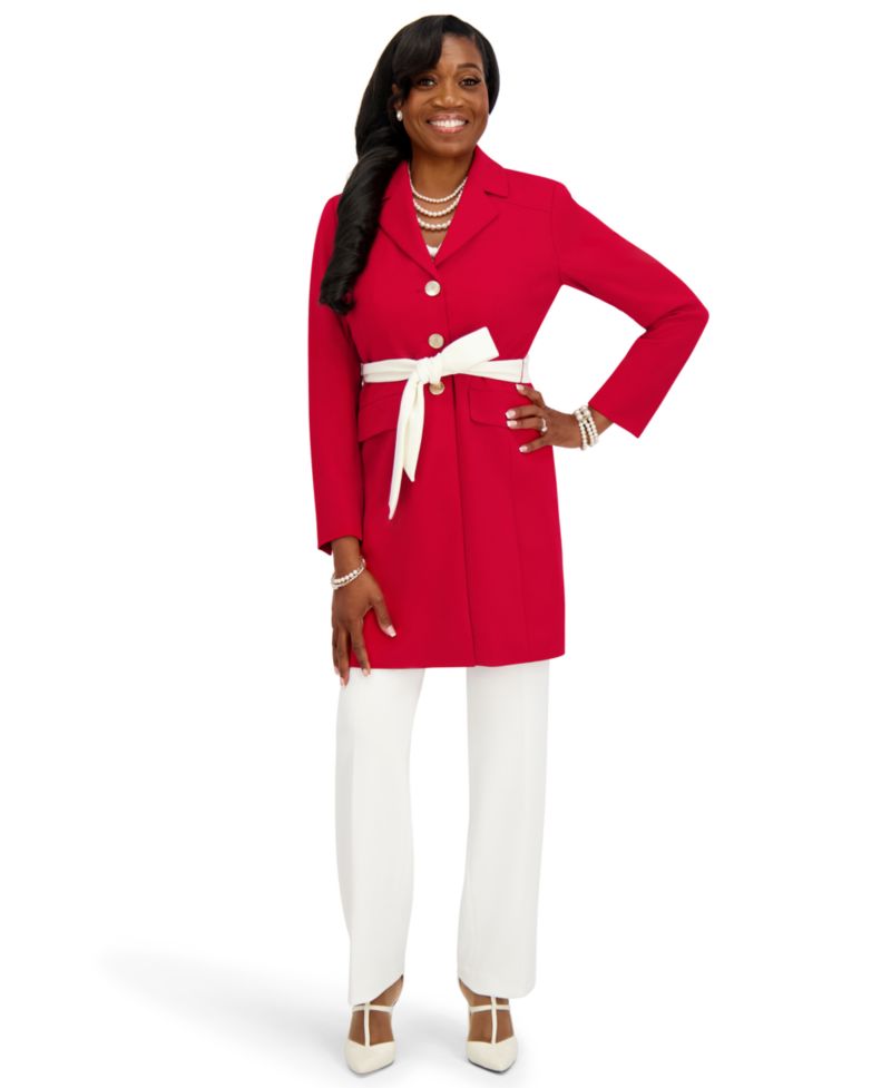 Women's Three Button Patch Pocket Trench Coat