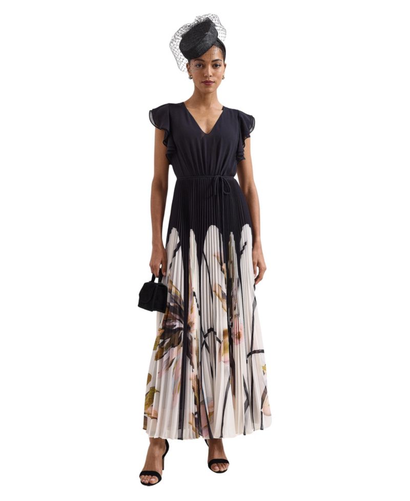 Women's Uma Floral-Print Pleated V-Neck Maxi Dress