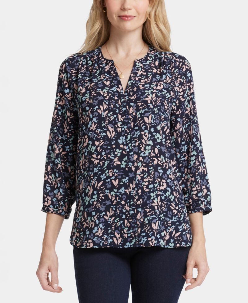 Women's Pintuck Split Neck Top