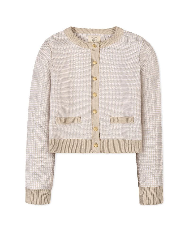 Hope and Henry Women's Organic Tweed Stitch Sweater Cardigan