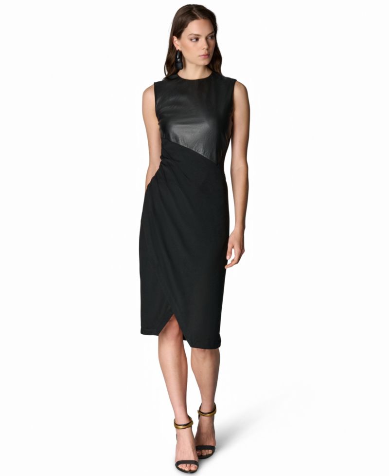 Women's Mixed-Media Wrap Bodycon Dress