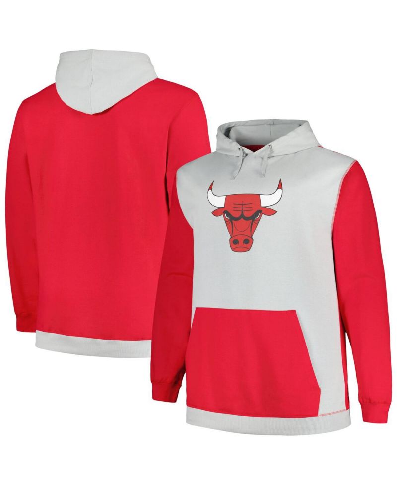 Men's Red, Silver Chicago Bulls Big and Tall Primary Arctic Pullover Hoodie