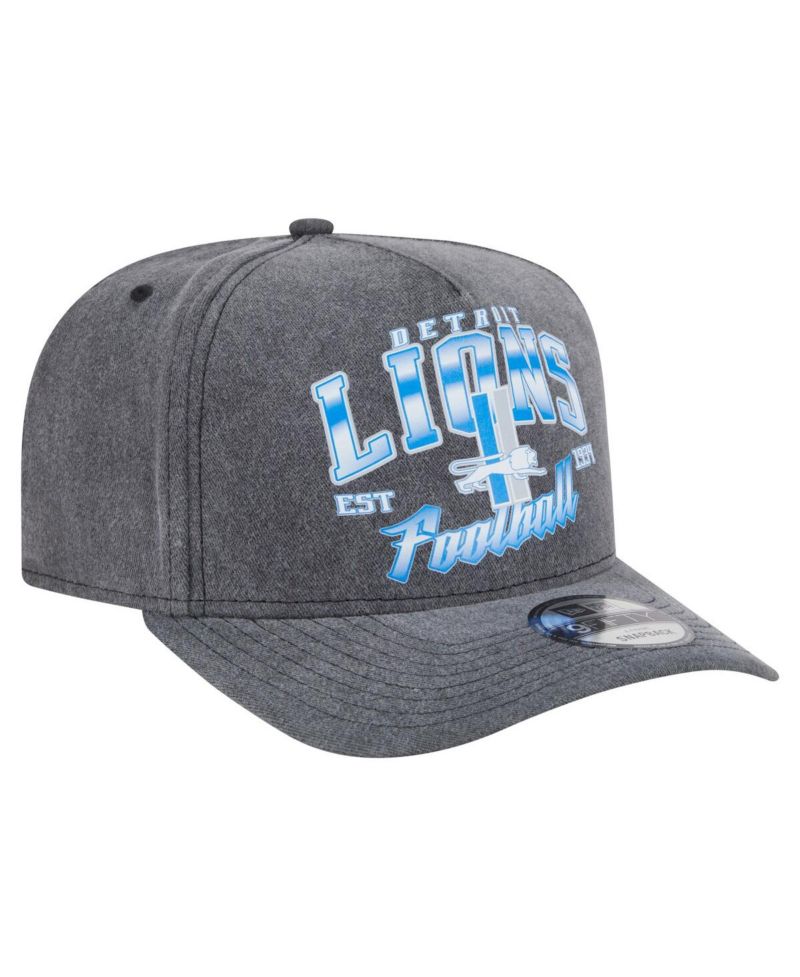 Men's Black Detroit Lions Throwback Washed A-Frame 9FIFTY Snapback Hat
