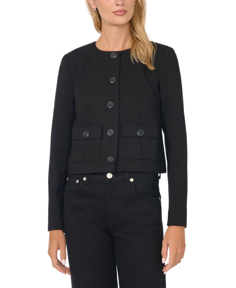 Women's Lady Long-Sleeve Cropped Patch-Pocket Jacket