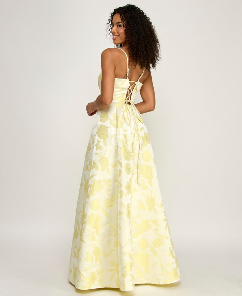 Juniors' Square Neck Long Dress