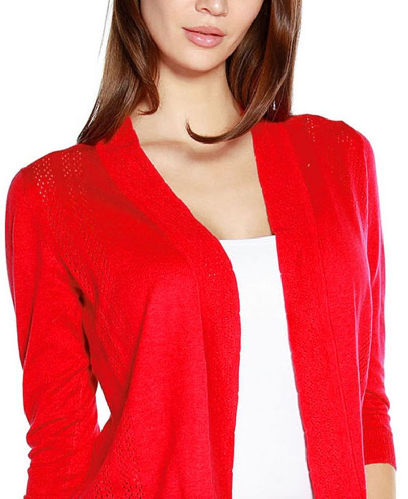 Plus Size 3/4 Sleeve Open Cardigan Sweater