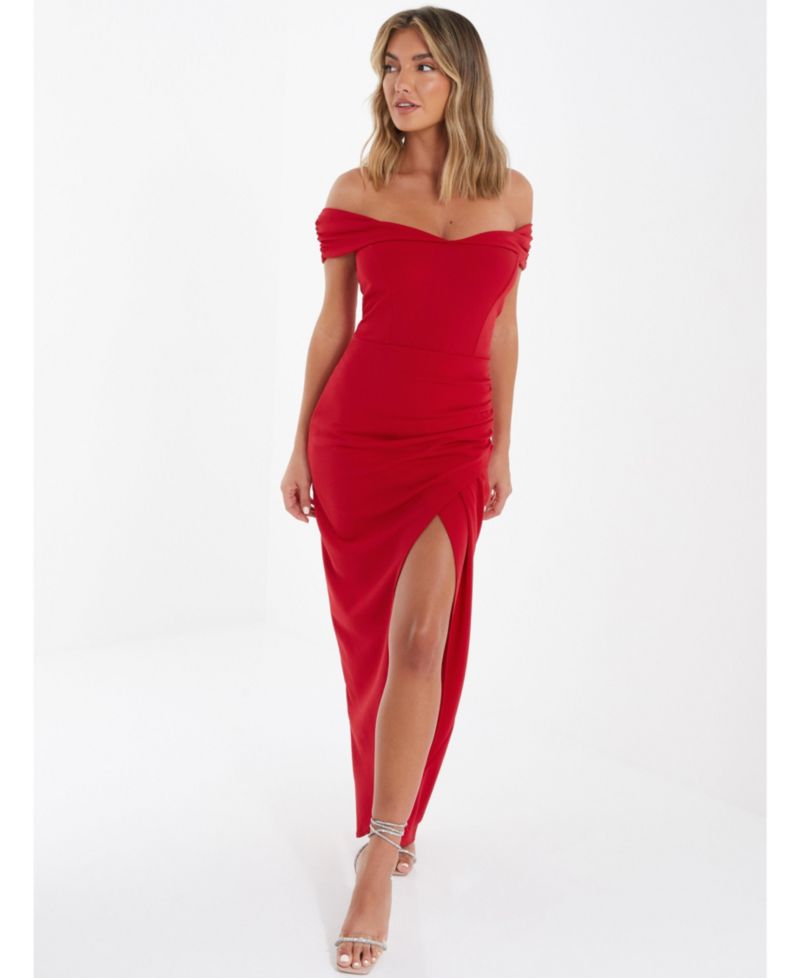 Women's Scuba Crepe Bardot Maxi Dress