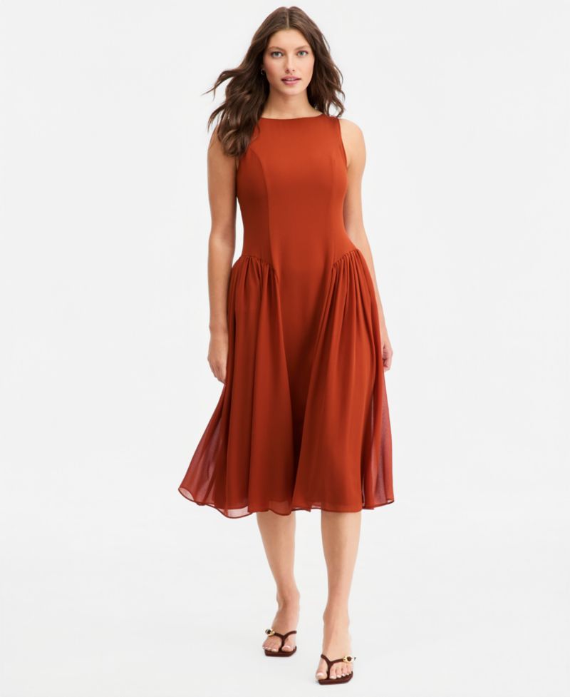 Plus Size Drop-Waist Midi Dress