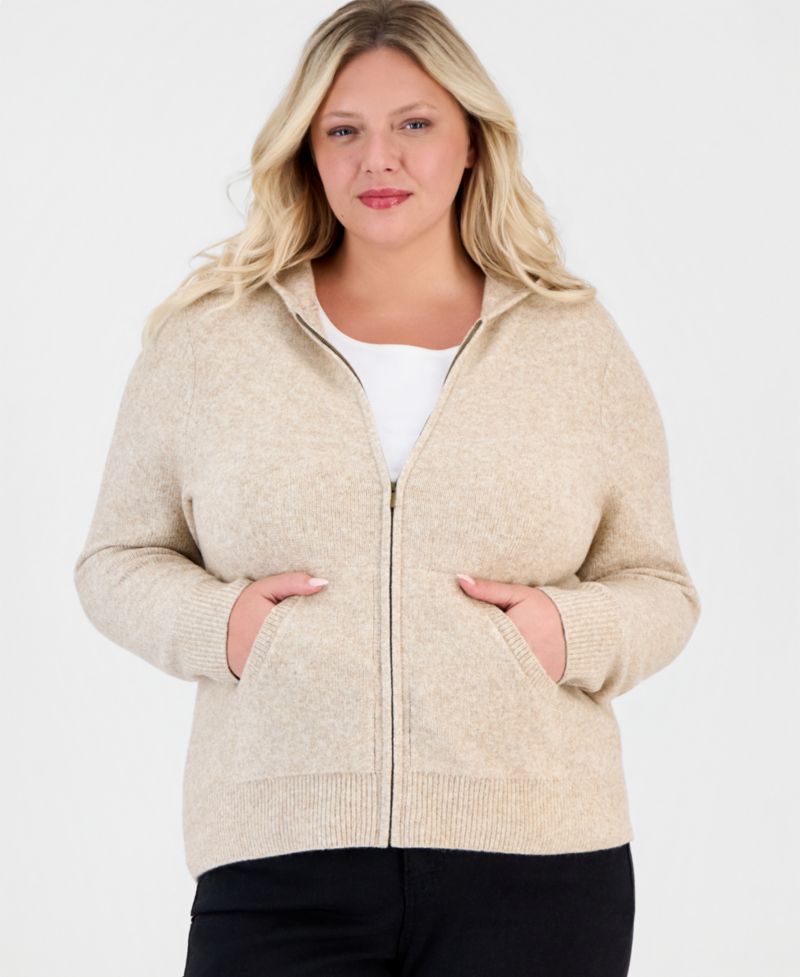 Petite Luxsoft Full-Zip Hoodie Sweater,