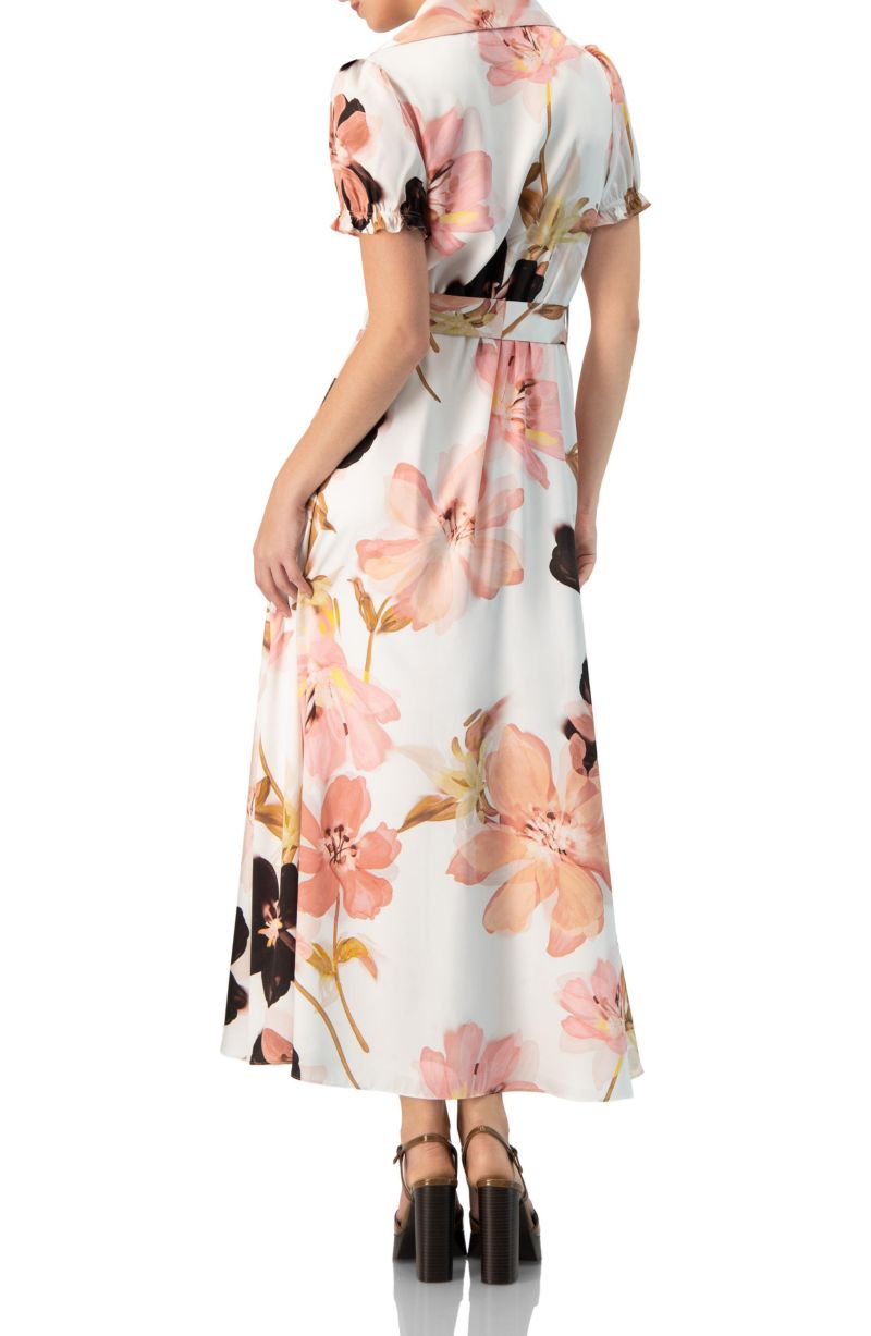 Women's Short Sleeve V-Neck Collared Maxi Dress