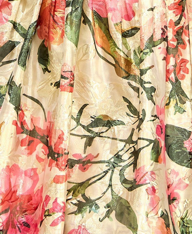 Juniors' Printed Jacquard Square Neck Corset Drop-Waist Dress