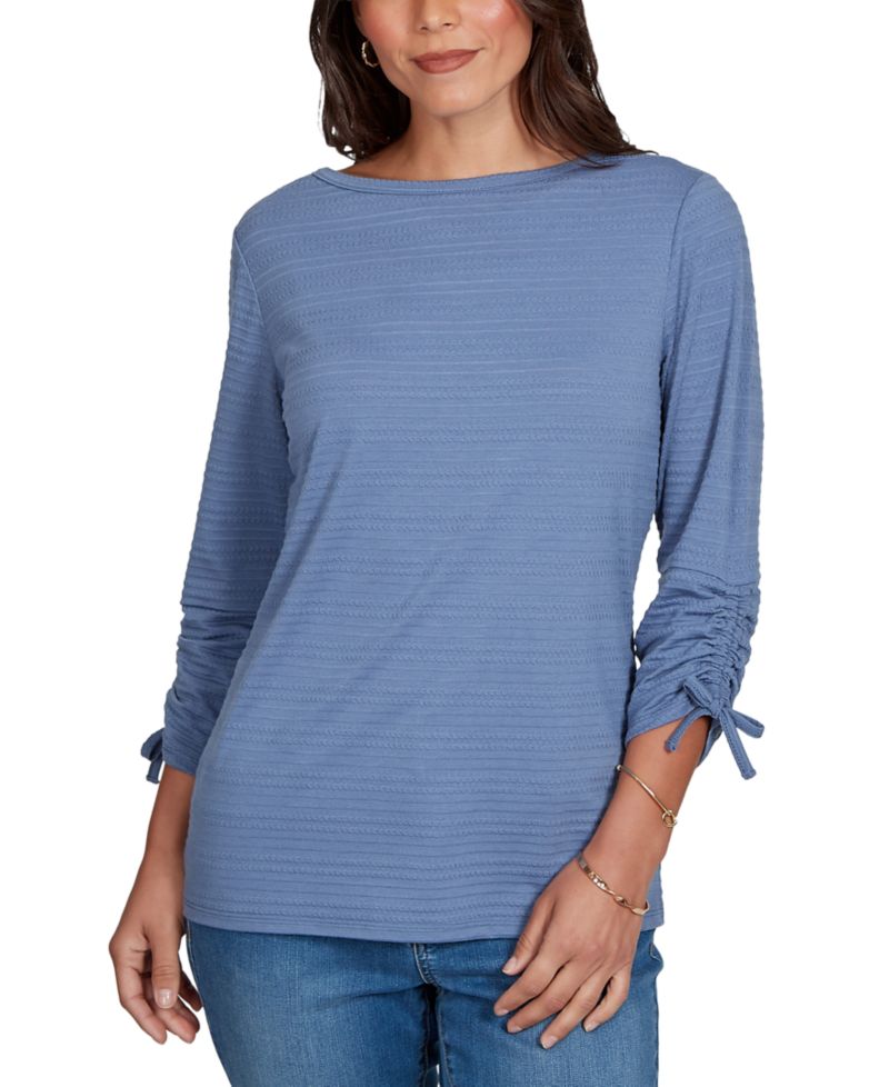 Petite Ottoman 3/4-Sleeve Boat Neck Top