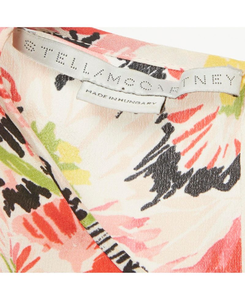 Womens Pink Floral Print Silk Dress