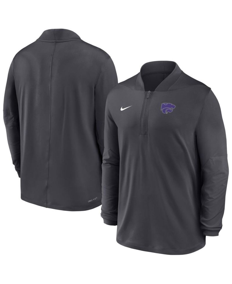 Men's Anthracite Kansas State Wildcats Dri-FIT Half-Zip Pullover Sweatshirt