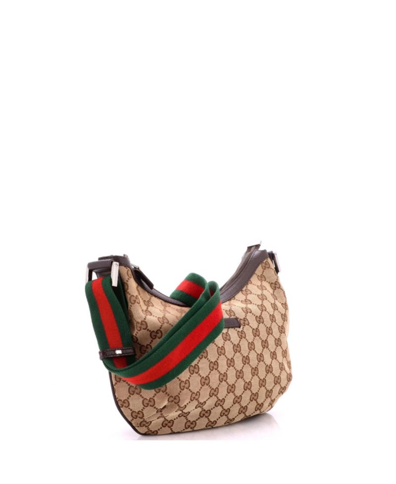 Medium Saddle Zip Messenger Bag GG Canvas with Leather