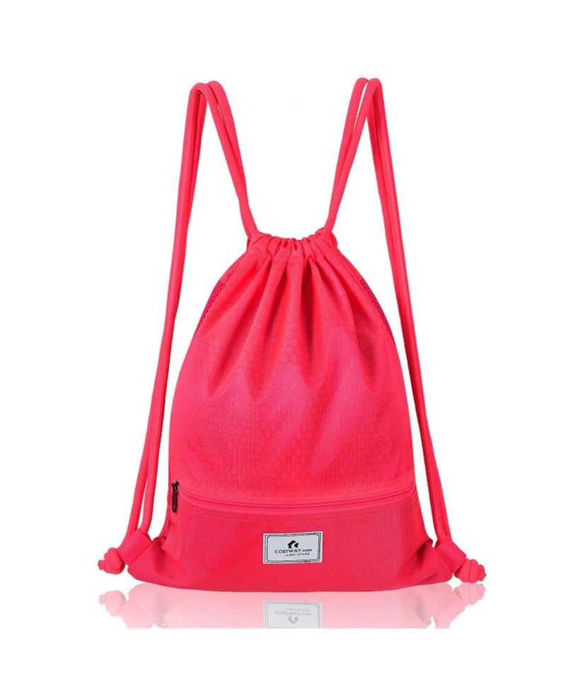 Foldable Drawstring Sports Backpack with Zippered Pockets
