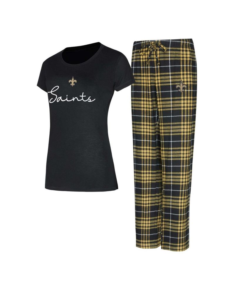 Women's New Orleans Saints Vector T-Shirt Flannel Pants Sleep Set