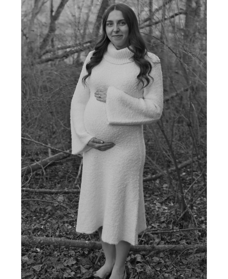 Women's Ivory Turtleneck Bell Sleeve Sweater Dress