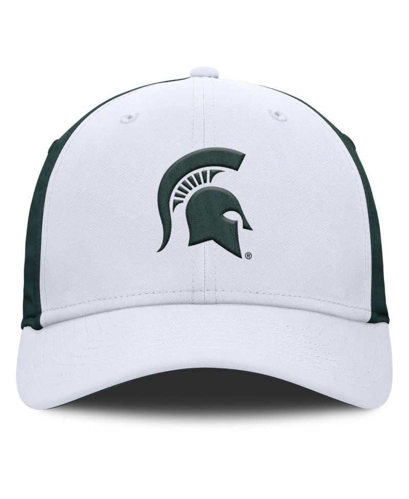 Men's White/Green Michigan State Spartans 2025 Sideline Rise Local Performance Flex Hat
