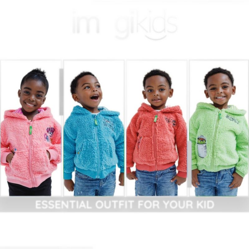 Baby Girls Fleece Zip Up Hoodie to (12 Months - 7-8