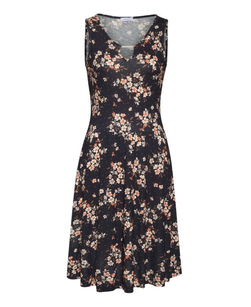 Women's Floral-Print A-Line Scoop Neck Dress