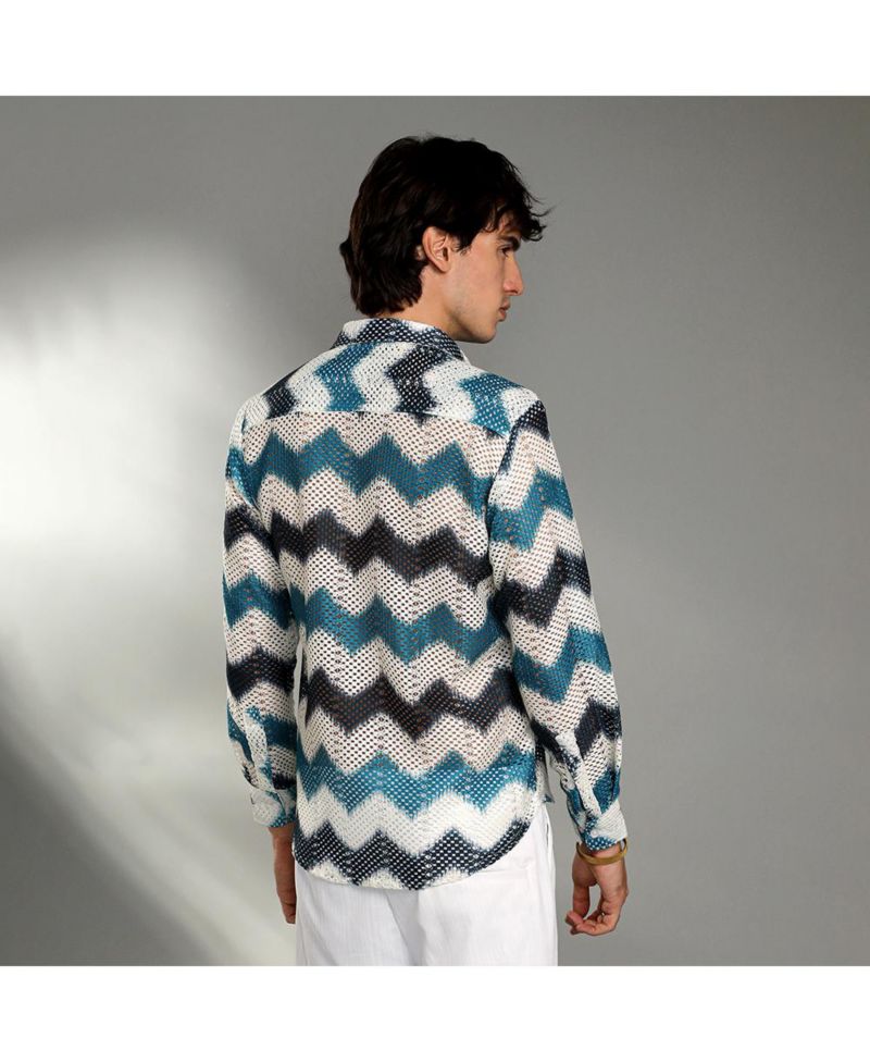 Men's Chevron-Block Knit Shirt