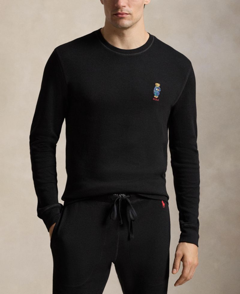 Men's Polo Bear Waffle-Knit Long-Sleeve Crewneck Top and Joggers, 2-Piece Set