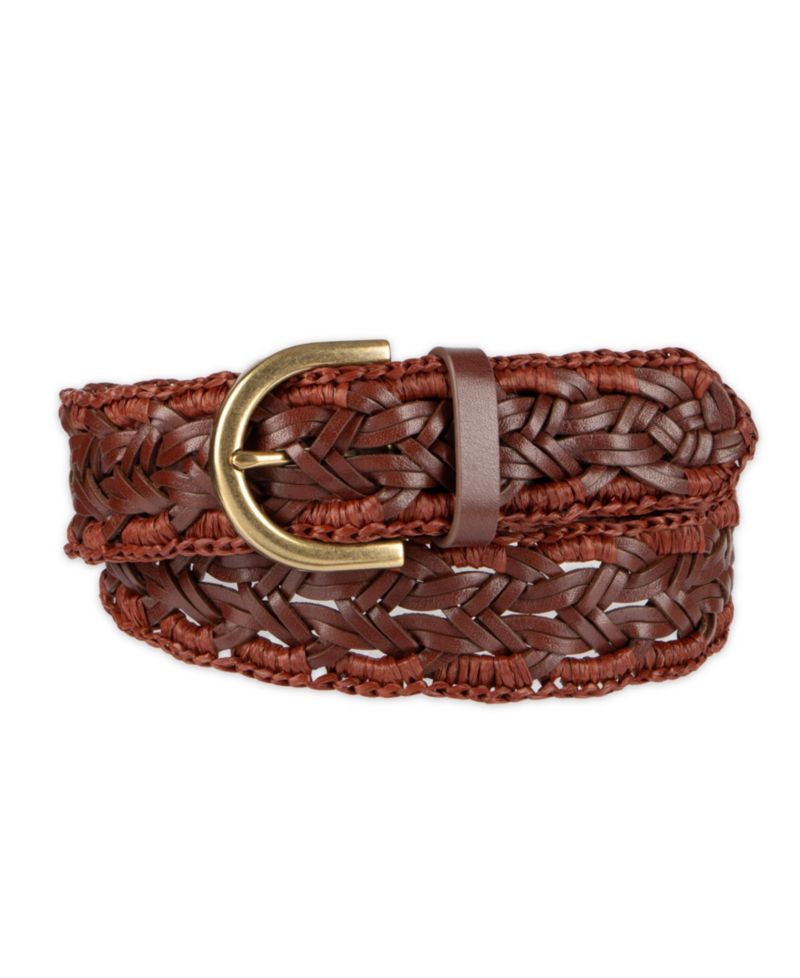Women's Fully Adjustable Raffia and Leather Braided Belt