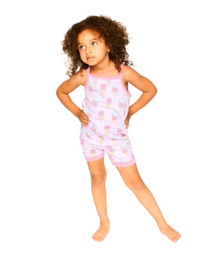 Baby Girls Cotton Two-Piece Pyjama Set Lilac Printed Ice Creams