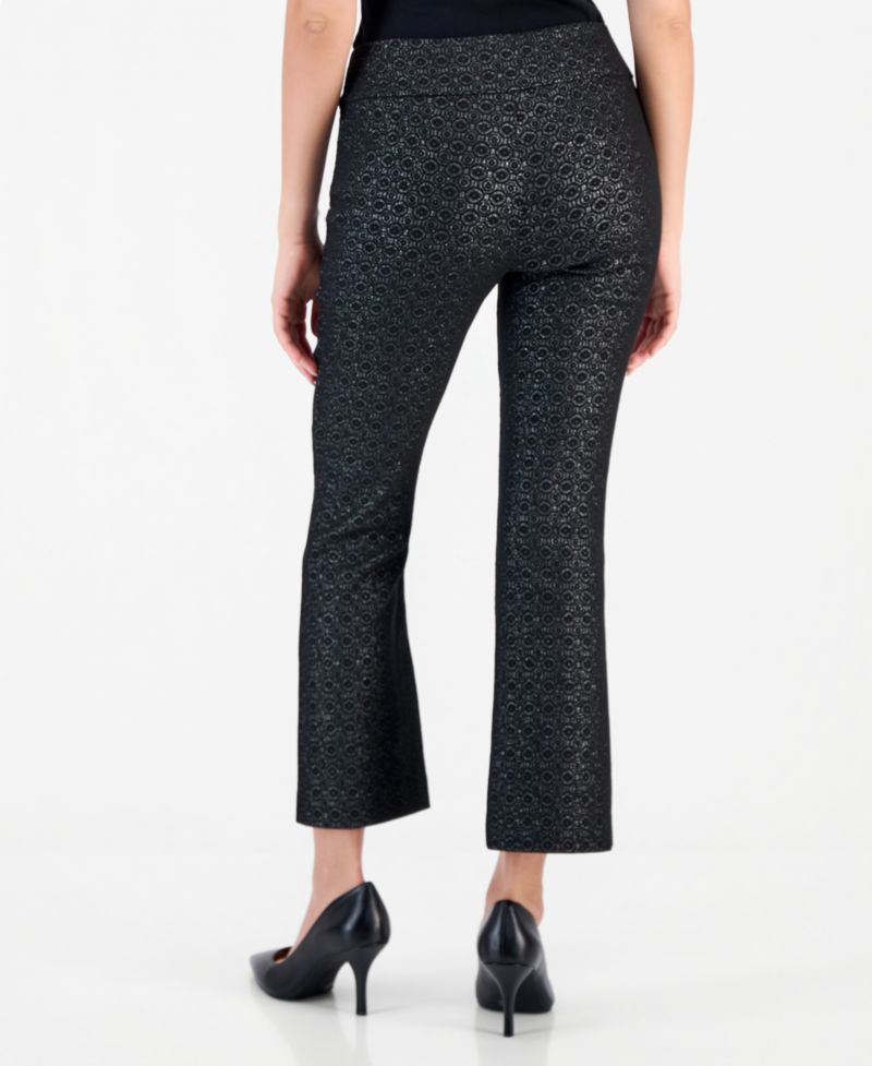 Petite Jacquard Pull-On Bootcut Pants