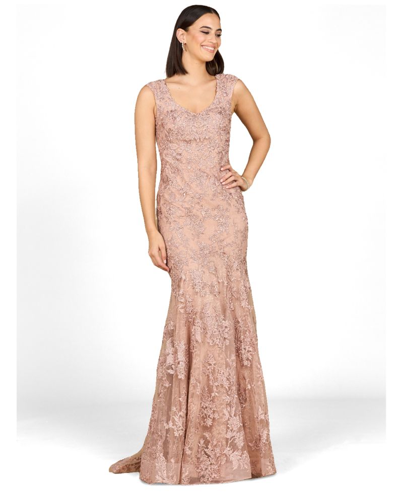 Women's Sleeveless Mermaid Lace Embroidered Gown