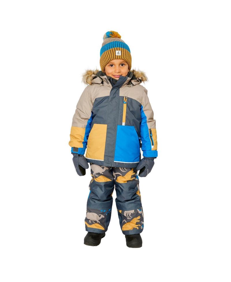 Big Boys 6-16 Two Piece Play Snowsuit Colorblock with Dinosaur Print Pants