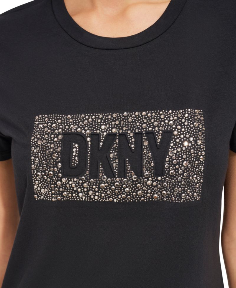 Women's Studded-Logo Crewneck Short-Sleeve Top