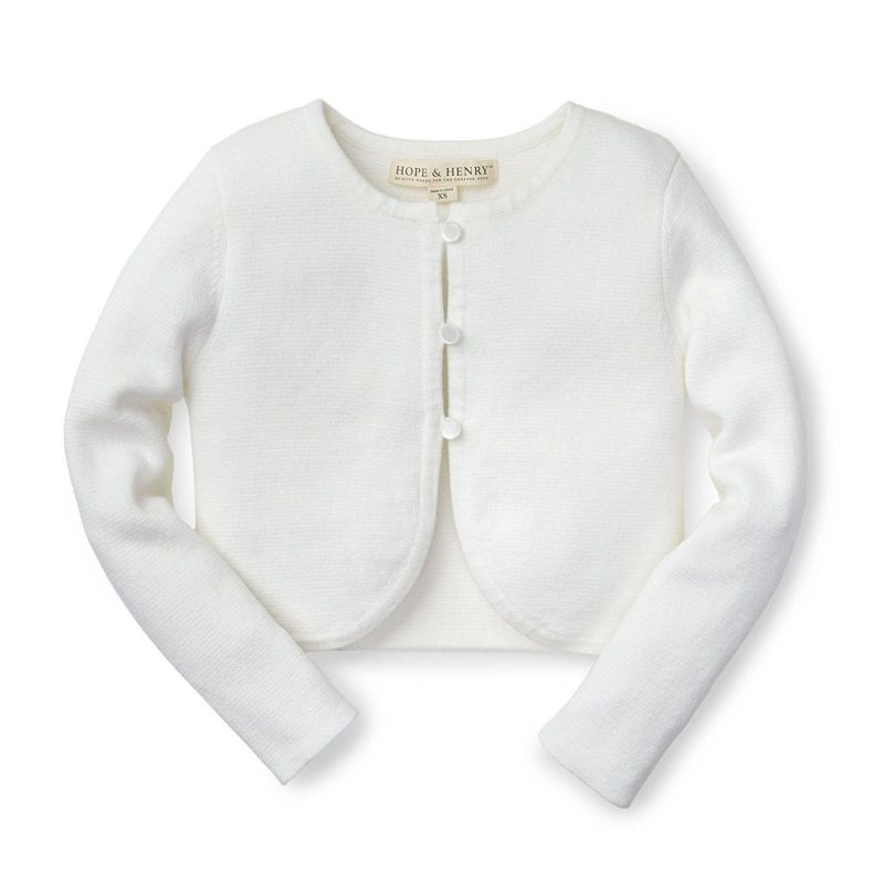 Hope and Henry Girls' Cropped Curved Hem Cardigan, Kids