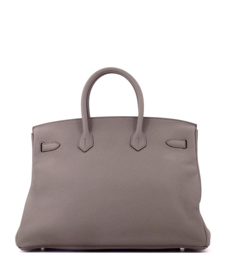 Pre-Owned Hermes Birkin 35 Handbag Grey Clemence with Palladium Hardware