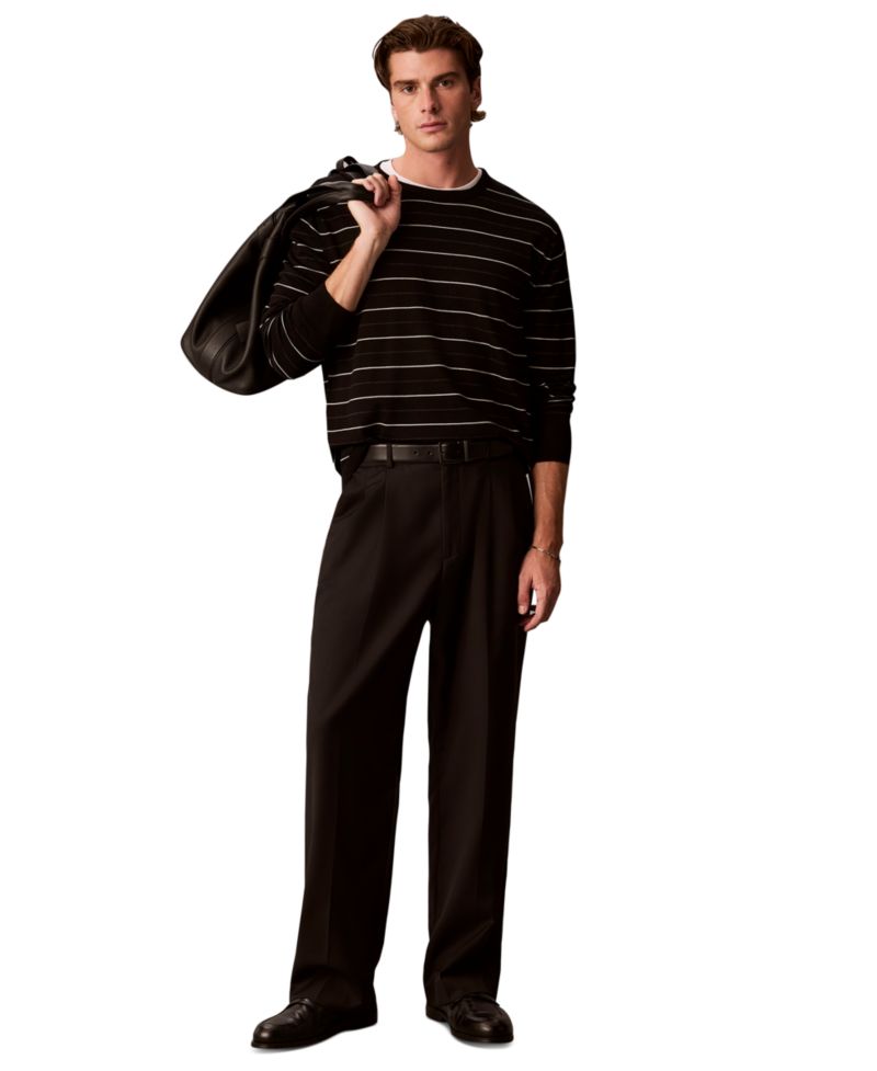 Men's Merino Stripe Lightweight Crewneck Sweater