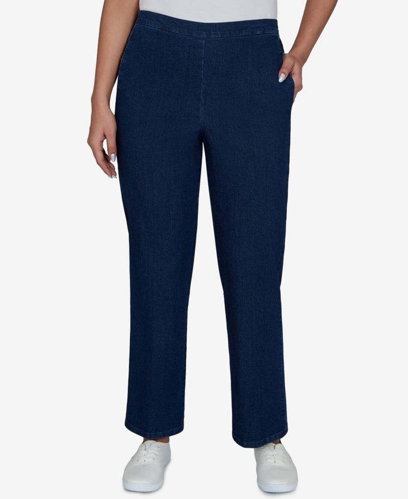 Petite Pull-On Mid-Rise Denim Pants