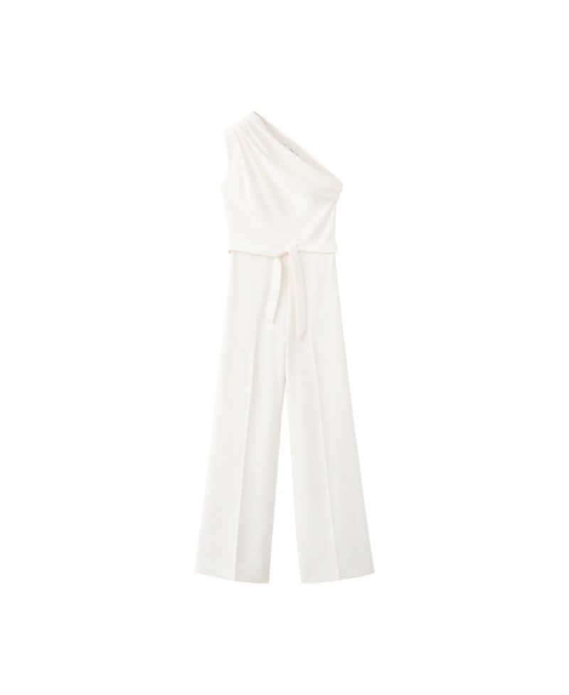 Women's Asymmetric Wide-Leg Belted Jumpsuit