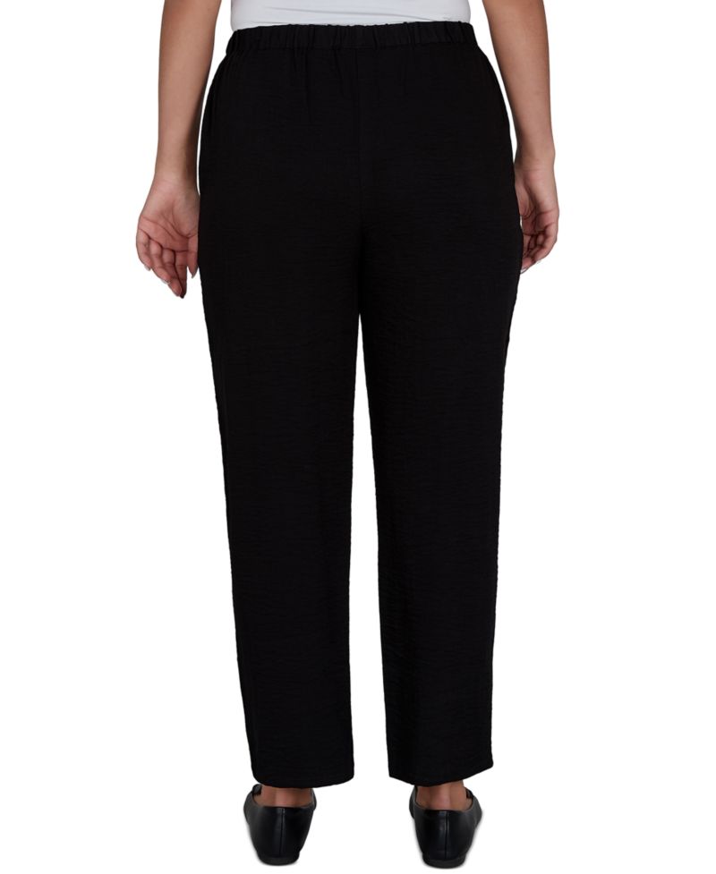 Petite Travel Advisory Pull-On Elastic-Waist Crinkle-Texture Ankle Pants