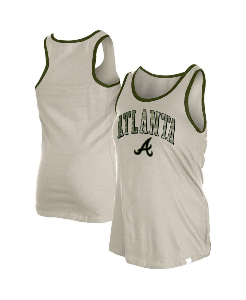 Women's Cream Atlanta Braves Armed Forces Tank Top