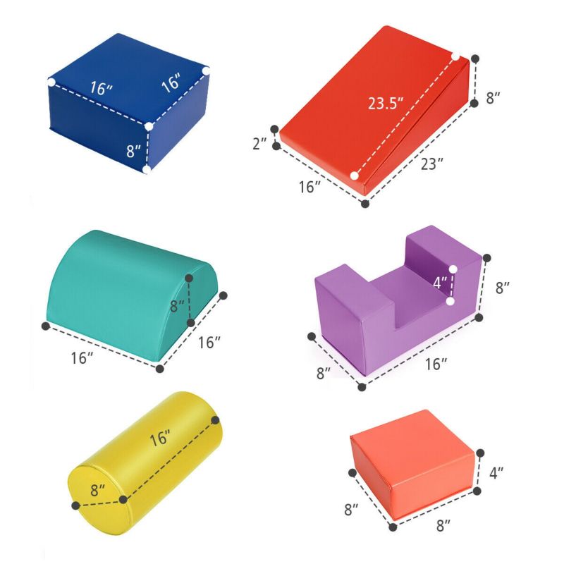 6-Piece Soft Foam Building Blocks Climb Crawl Set for Toddlers Indoor