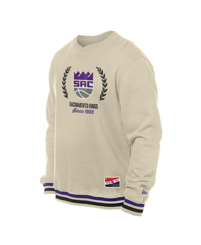 Men's White Sacramento Kings Throwback Vintage Pullover Sweatshirt