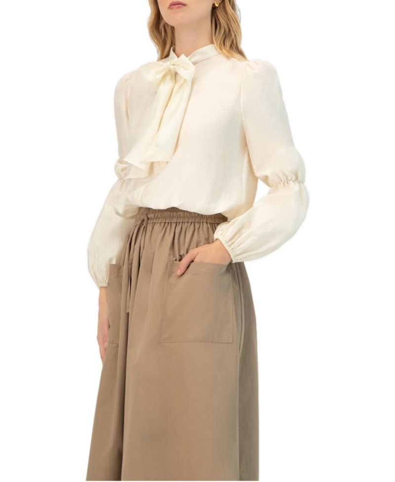 Women's Long Sleeve Blouse with Necktie