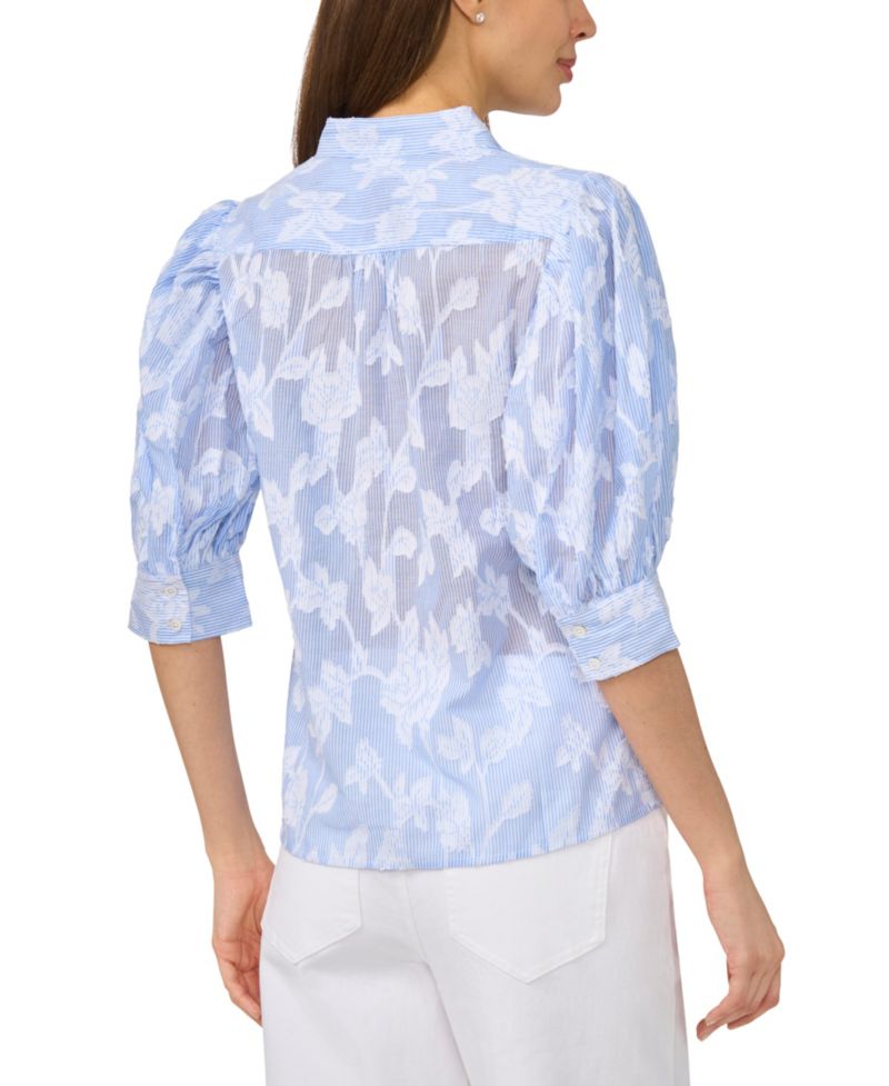 Women's Open Collar Striped Top