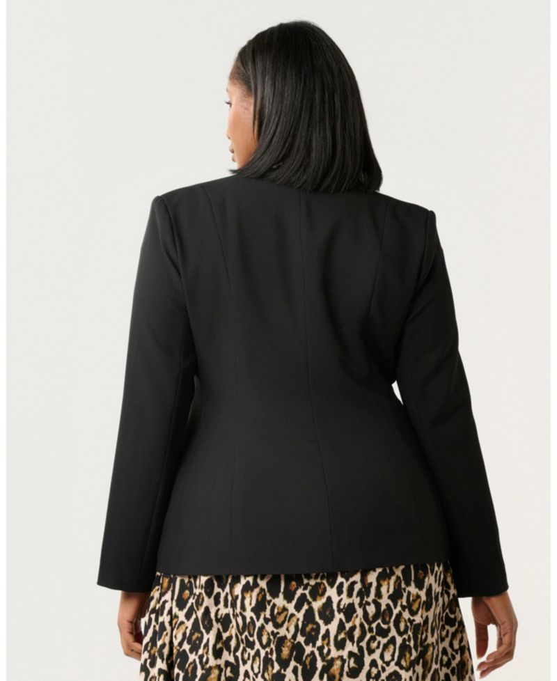 Women's Jenna V-Neck Collarless Button-Front Tailored Jacket