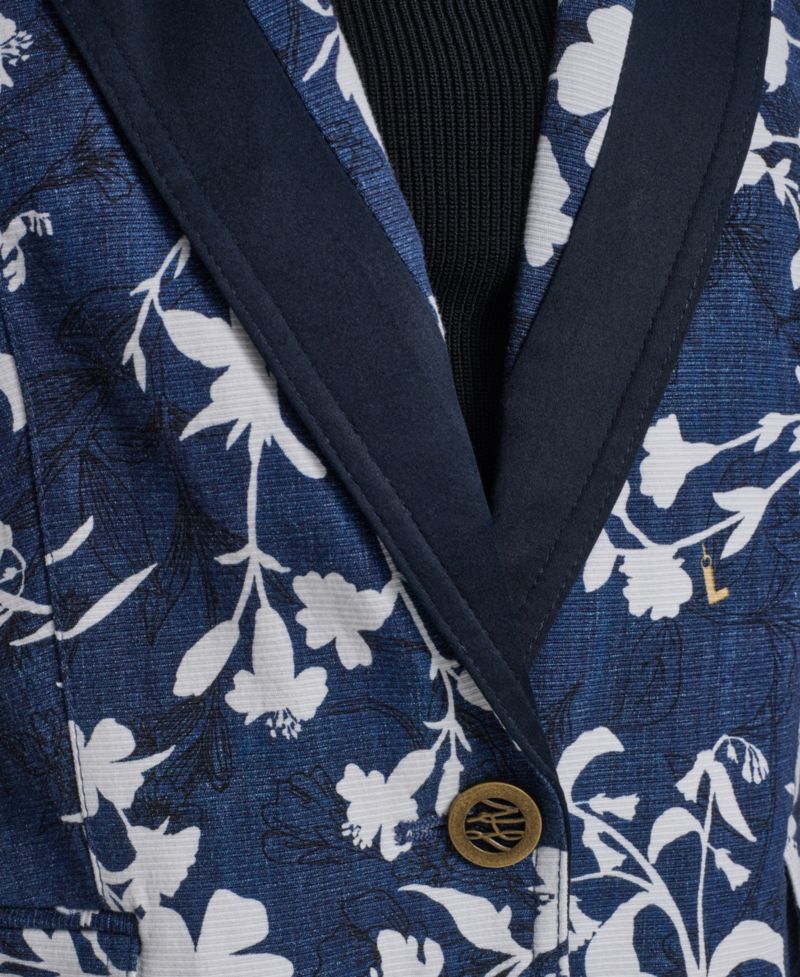 Women's Contrasting Floral Print Burnout Collared Blazer