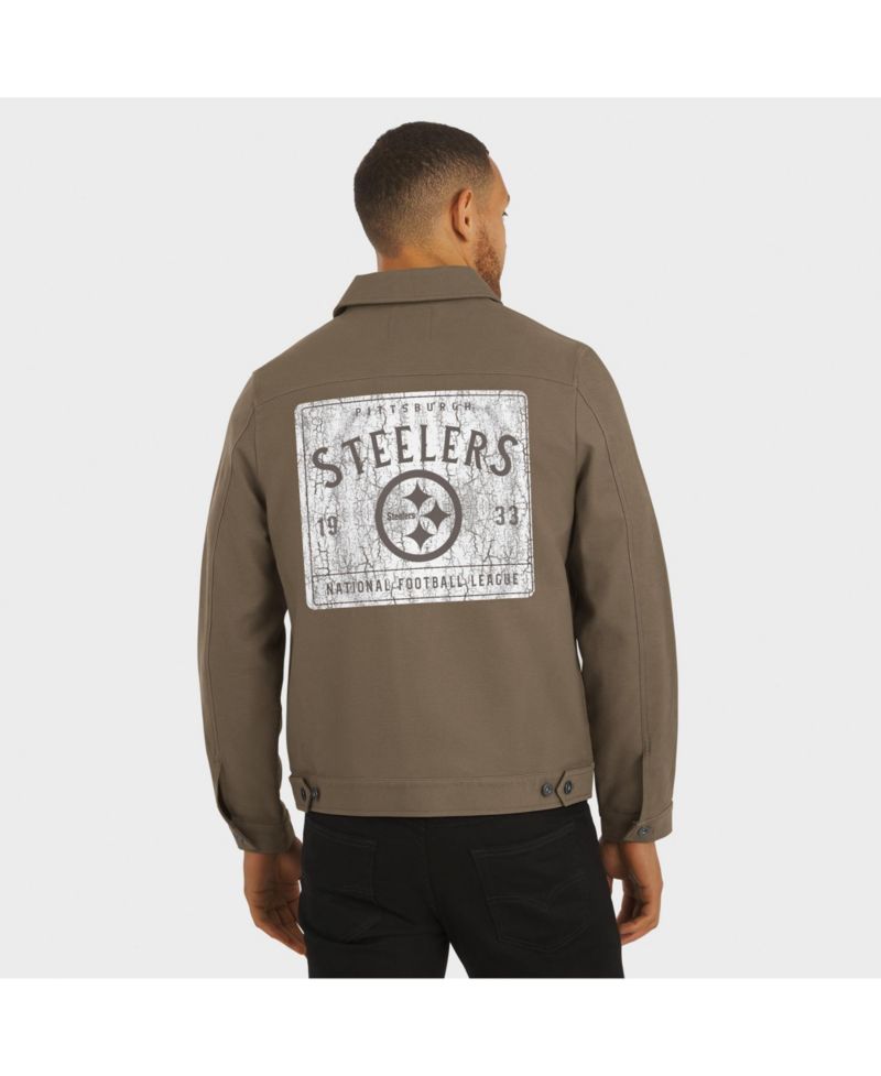 Men's Tan Pittsburgh Steelers Trucker Full-Button Jacket