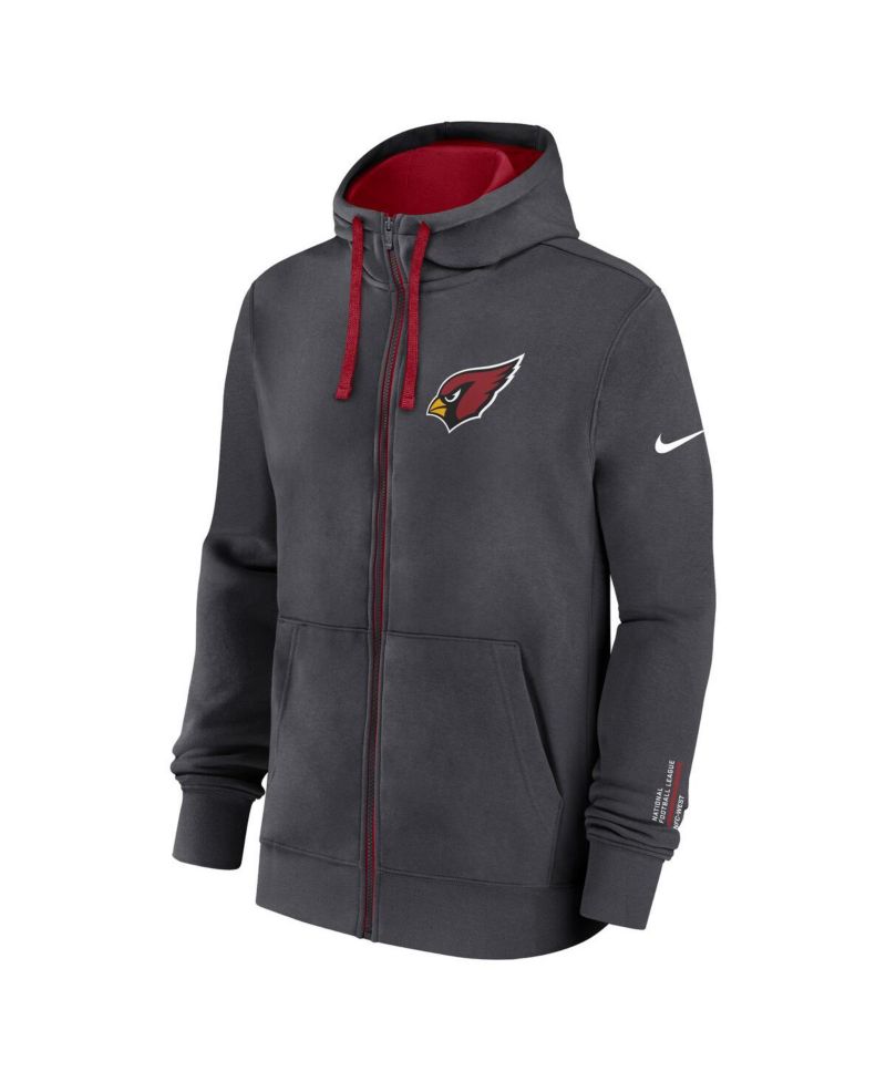 Men's Anthracite Arizona Cardinals Primetime Club Full-Zip Hoodie